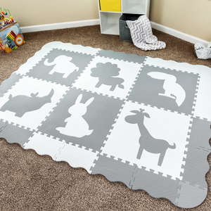 Extra Large 5×7 Non-Toxic Foam Play Mat - Grey/White