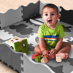 Load image into Gallery viewer, Non-Toxic Foam Play Mat - White &amp; Grey
